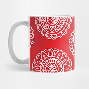 Mandala Pattern Red and White Halloween Fall Autumn Season Mug